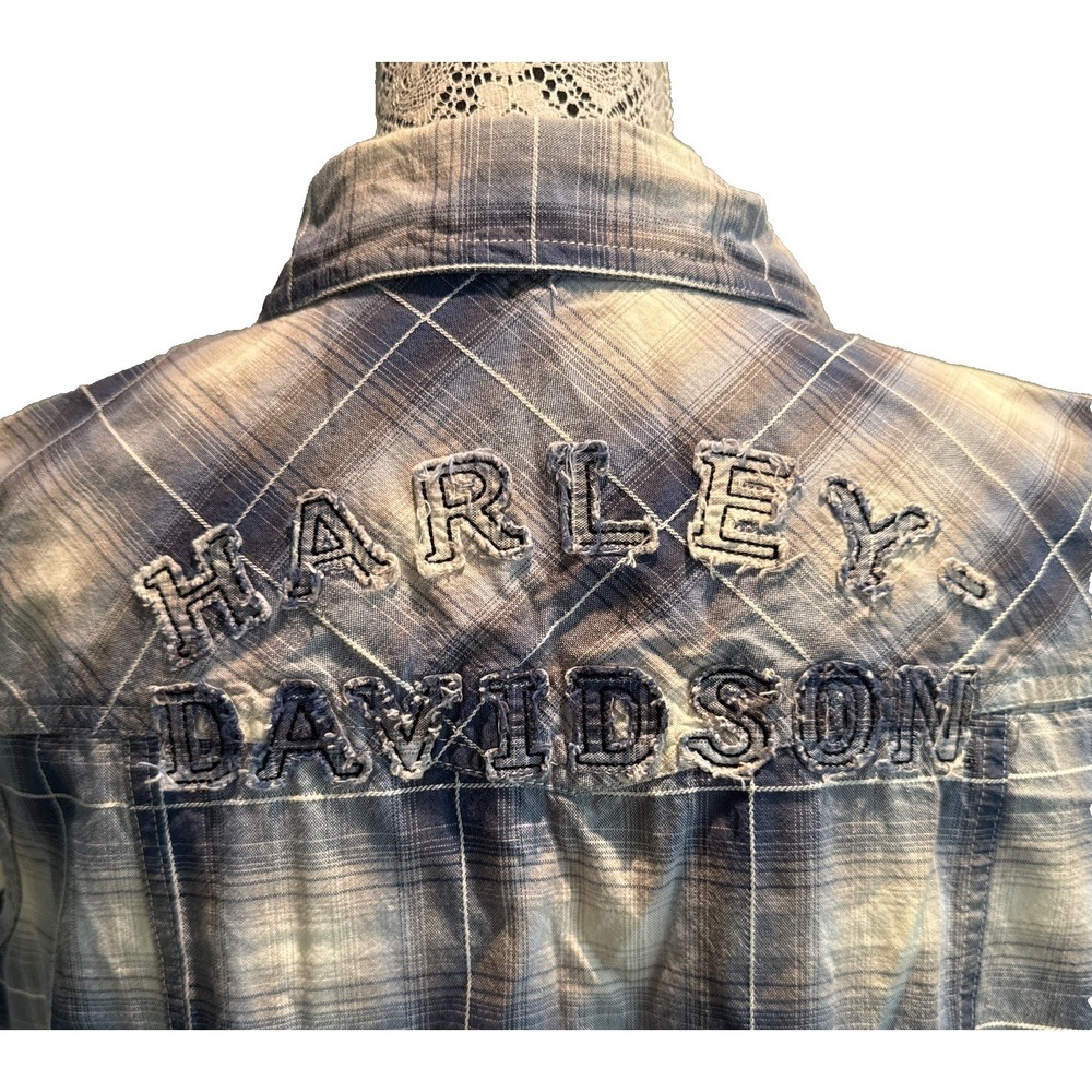 Harley-Davidson Women's Plaid Biker Sleeveless Snap Front Shirt 96142-13VW